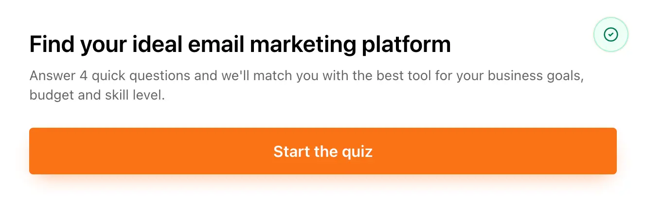 This is what a quiz at Email Dive looks like
